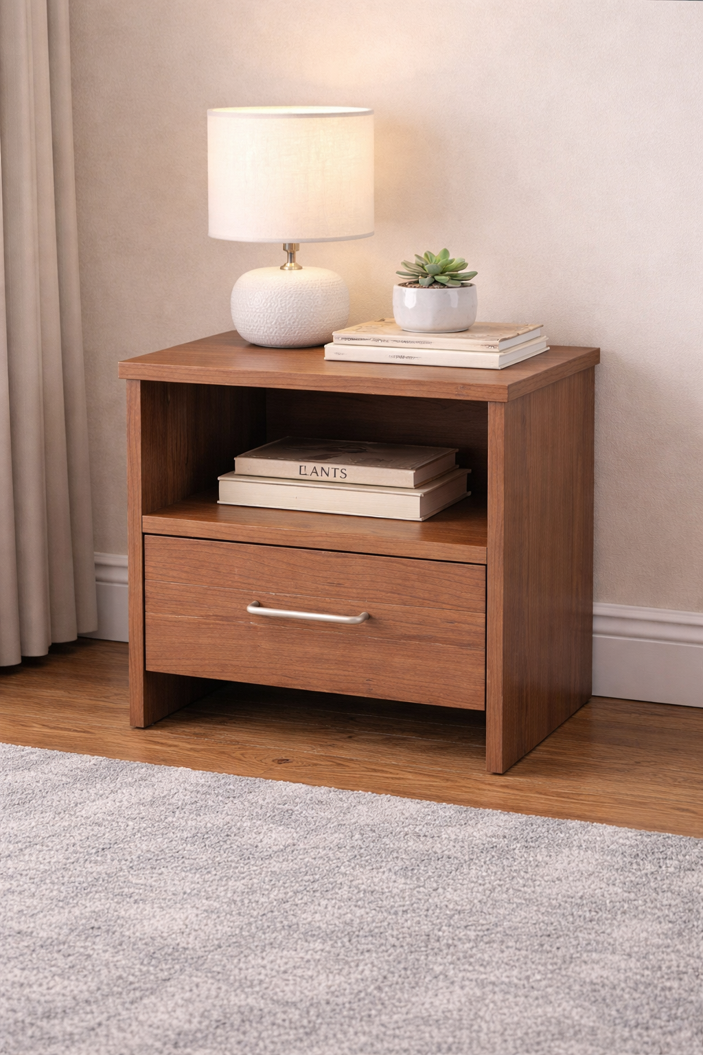 Wooden Bedside Table with Drawer